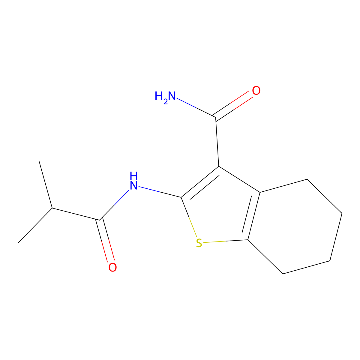 2-Isobutyramido-4,5,6,7-tetrahydrobenzo[b]thiophene-3-carboxamide molecular structure, CAS 312917-66-1