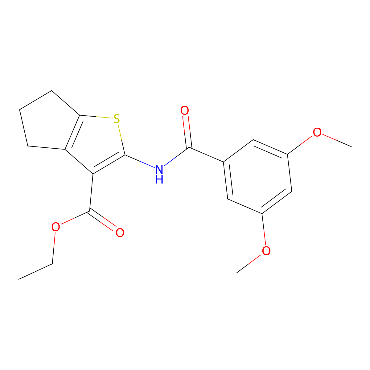 ethyl 2-[(3,5-dimethoxybenzoyl)amino]-5,6-dihydro-4H-cyclopenta[b]thiophene-3-carboxylate molecular structure, CAS 312917-71-8