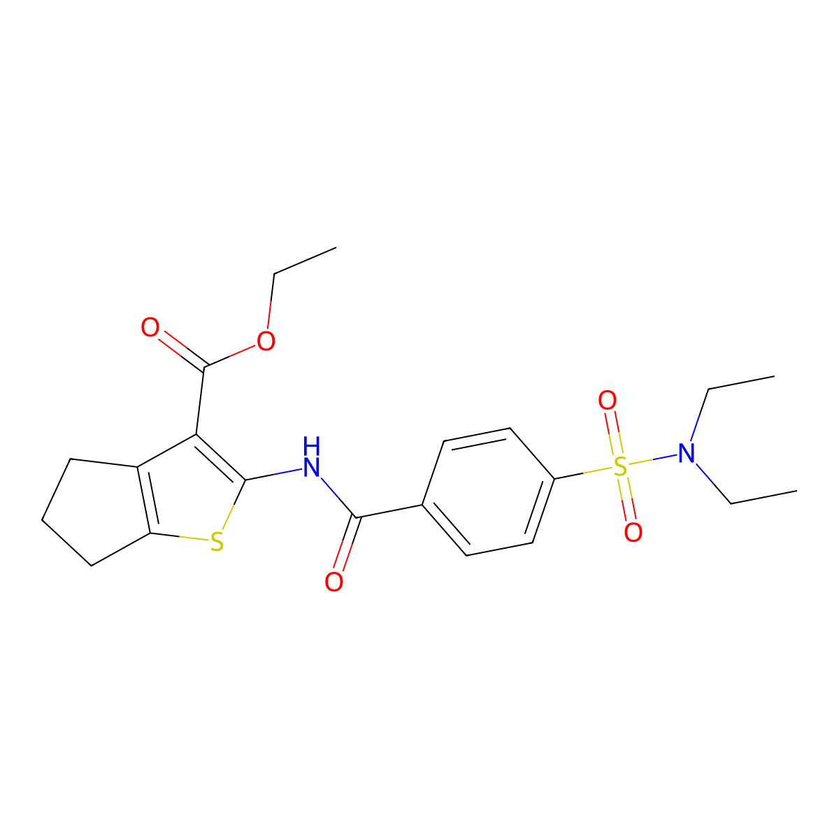 Ethyl 2-[4-(diethylsulfamoyl)benzamido]-4H,5H,6H-cyclopenta[B]thiophene-3-carboxylate molecular structure, CAS 312917-72-9