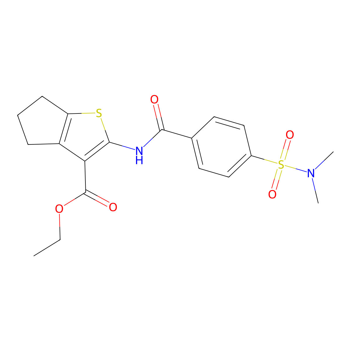 ethyl 2-(4-(N,N-dimethylsulfamoyl)benzamido)-5,6-dihydro-4H-cyclopenta[b]thiophene-3-carboxylate molecular structure, CAS 312917-75-2