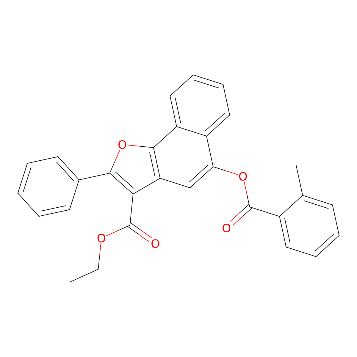 Ethyl 5-(2-methylbenzoyloxy)-2-phenylnaphtho[1,2-B]furan-3-carboxylate molecular structure, CAS 312917-90-1