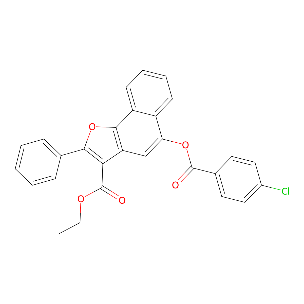 Ethyl 5-(4-chlorobenzoyloxy)-2-phenylnaphtho[1,2-B]furan-3-carboxylate molecular structure, CAS 312917-91-2
