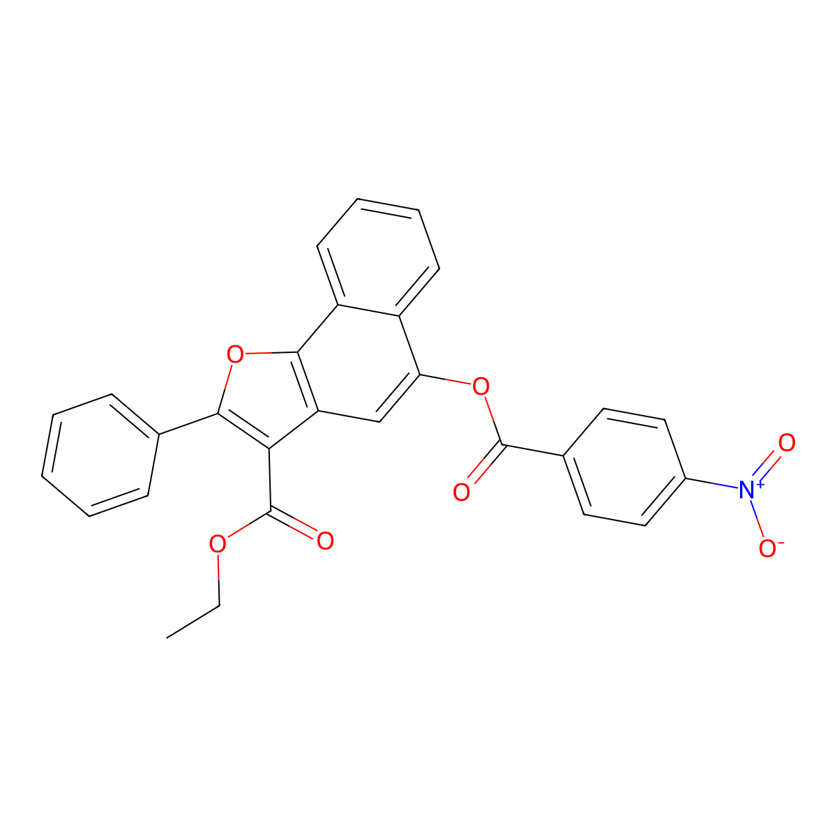 Ethyl 5-((4-nitrobenzoyl)oxy)-2-phenylnaphtho[1,2-b]furan-3-carboxylate molecular structure, CAS 312917-98-9
