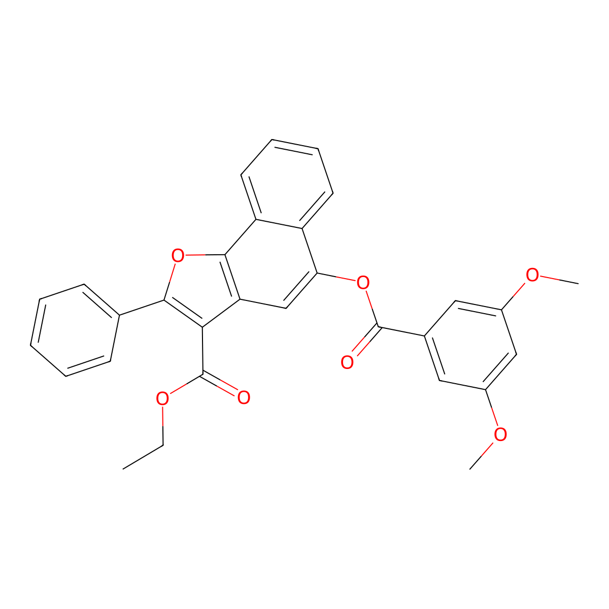 Ethyl 5-((3,5-dimethoxybenzoyl)oxy)-2-phenylnaphtho[1,2-b]furan-3-carboxylate molecular structure, CAS 312917-99-0
