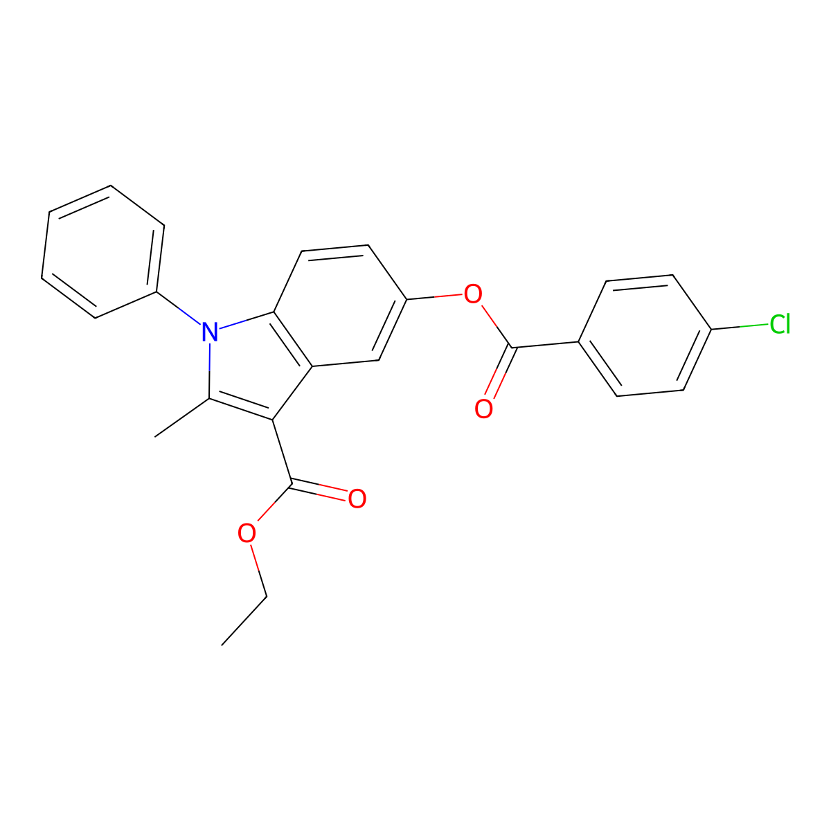 ethyl 5-((4-chlorobenzoyl)oxy)-2-methyl-1-phenyl-1H-indole-3-carboxylate molecular structure, CAS 312918-09-5