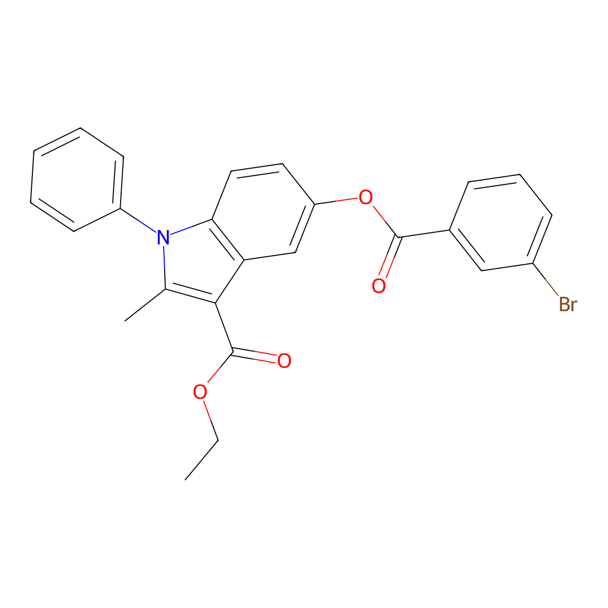 ethyl 5-((3-bromobenzoyl)oxy)-2-methyl-1-phenyl-1H-indole-3-carboxylate molecular structure, CAS 312918-10-8