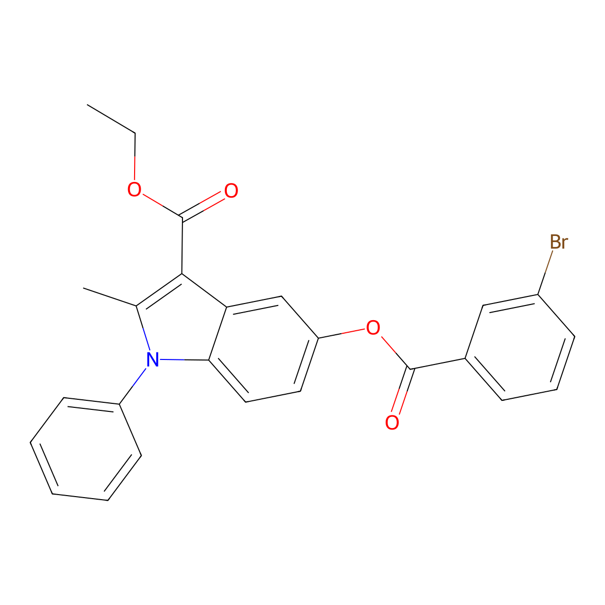ethyl 5-((3-bromobenzoyl)oxy)-2-methyl-1-phenyl-1H-indole-3-carboxylate molecular structure, CAS 312918-10-8