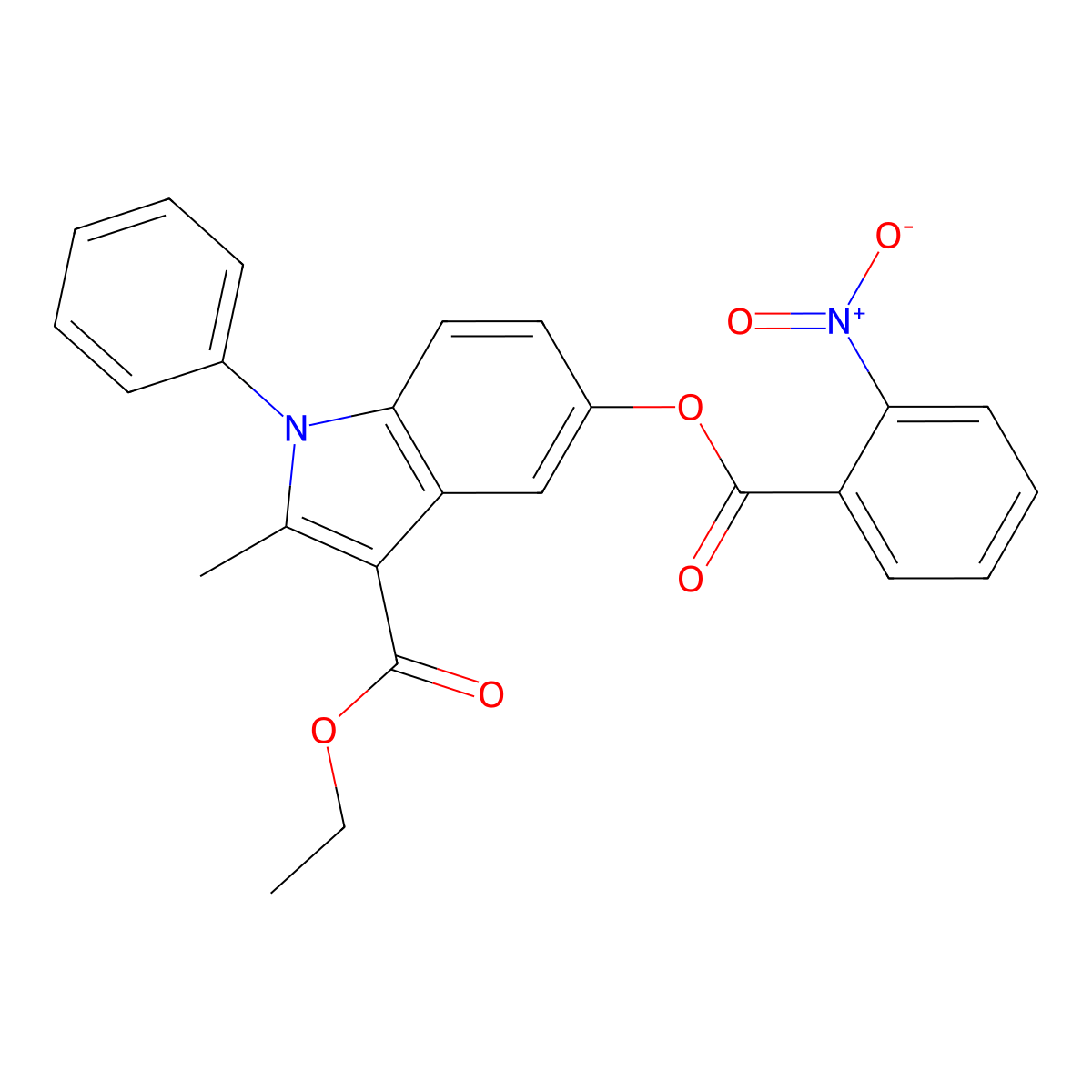 ethyl 2-methyl-5-((2-nitrobenzoyl)oxy)-1-phenyl-1H-indole-3-carboxylate molecular structure, CAS 312918-12-0
