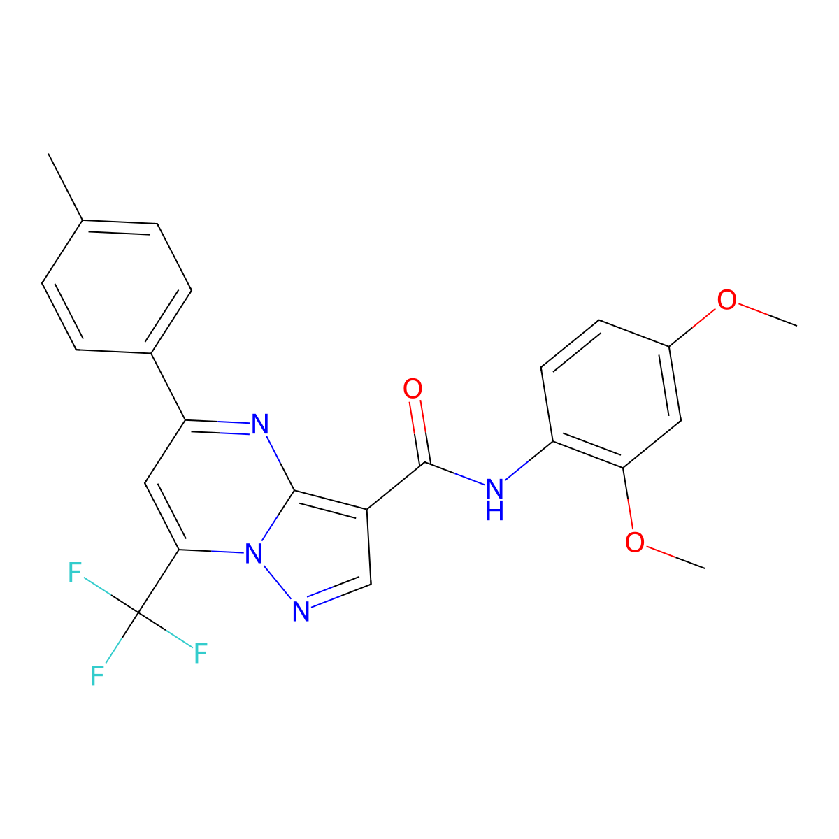 N-(2,4-dimethoxyphenyl)-5-(4-methylphenyl)-7-(trifluoromethyl)pyrazolo[1,5-a]pyrimidine-3-carboxamide molecular structure, CAS 312919-17-8
