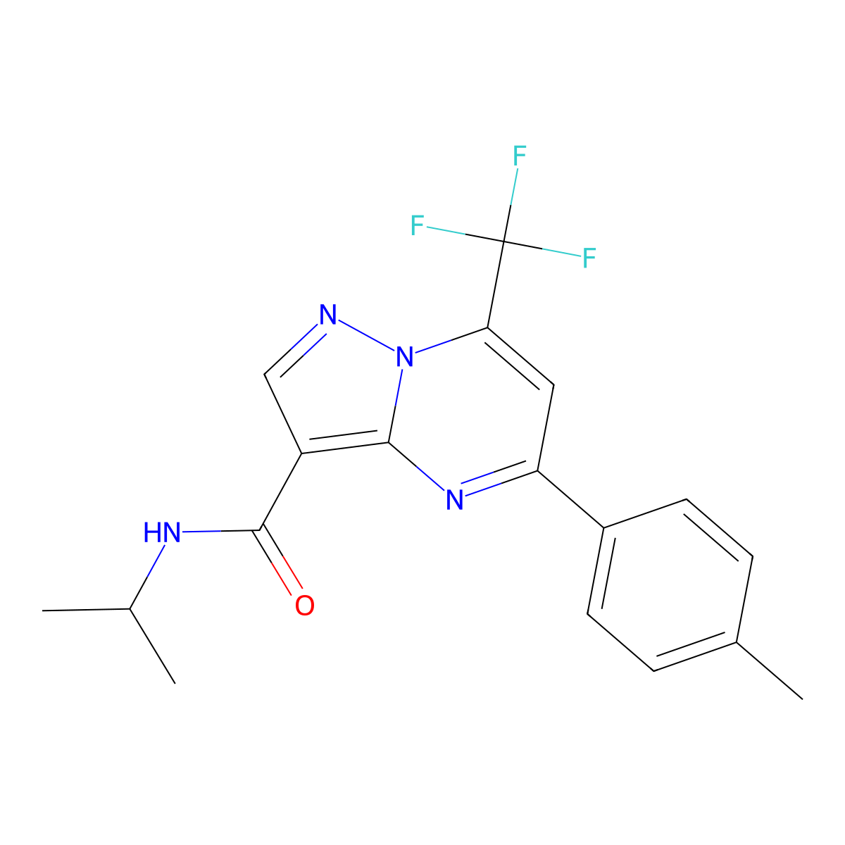 5-(4-methylphenyl)-N-propan-2-yl-7-(trifluoromethyl)pyrazolo[1,5-a]pyrimidine-3-carboxamide molecular structure, CAS 312919-69-0