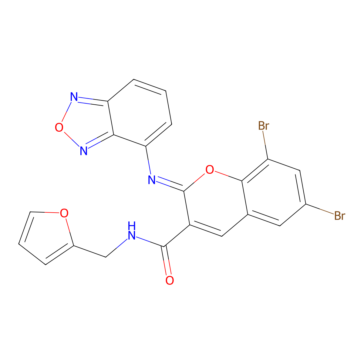 2-(2,1,3-benzoxadiazol-4-ylimino)-6,8-dibromo-N-(furan-2-ylmethyl)chromene-3-carboxamide molecular structure, CAS 312920-05-1