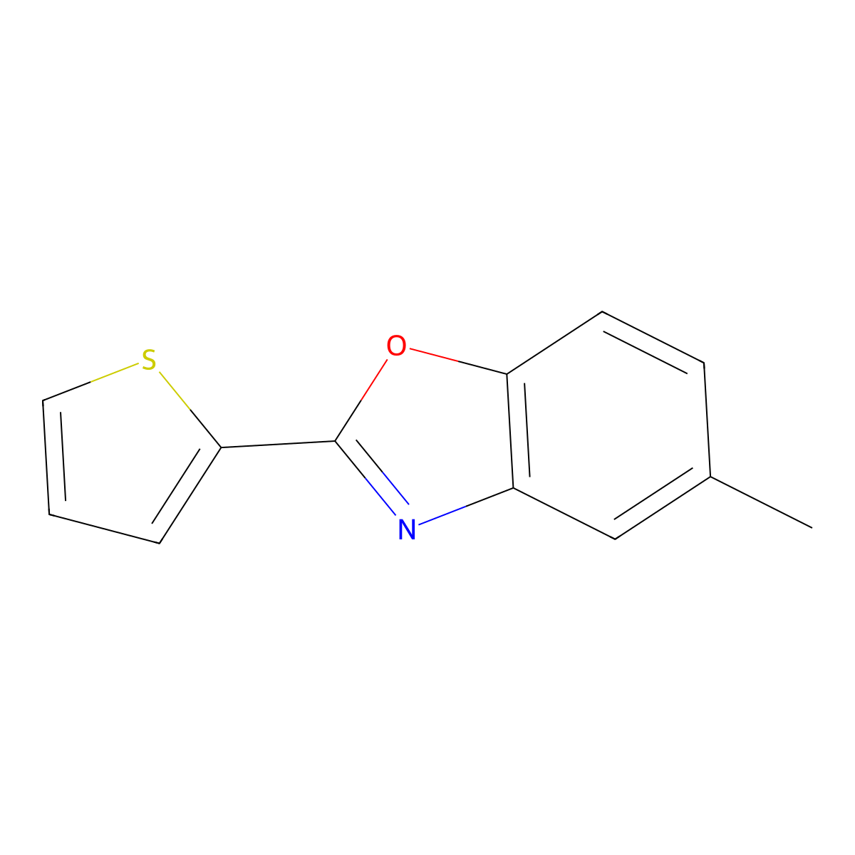 Benzoxazole, 5-methyl-2-(2-thienyl)- molecular structure, CAS 312921-71-4