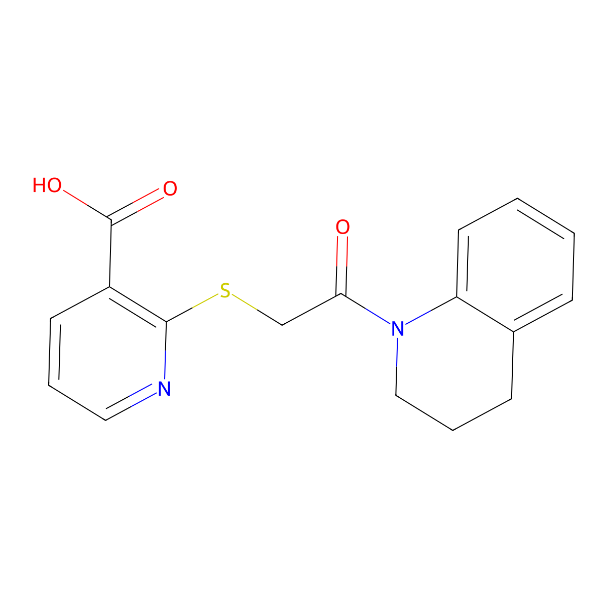 2-[2-(3,4-dihydro-2H-quinolin-1-yl)-2-oxoethyl]sulfanylpyridine-3-carboxylic acid molecular structure, CAS 312921-79-2