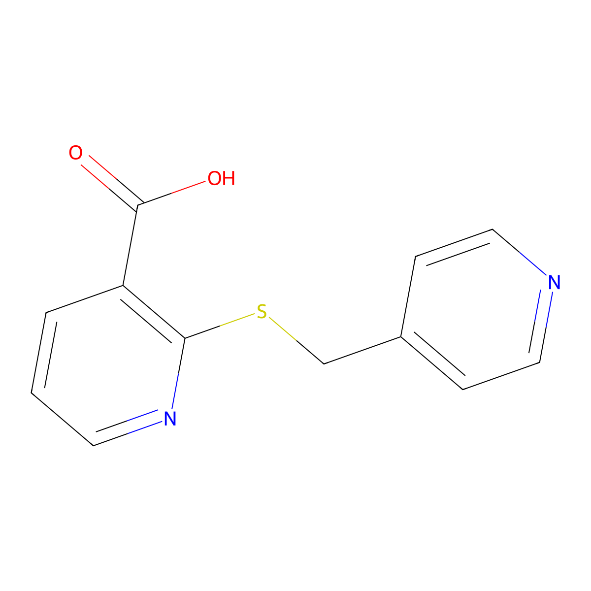 2-(4-Pyridylmethylthio)pyridine-3-carboxylic acid molecular structure, CAS 312921-84-9