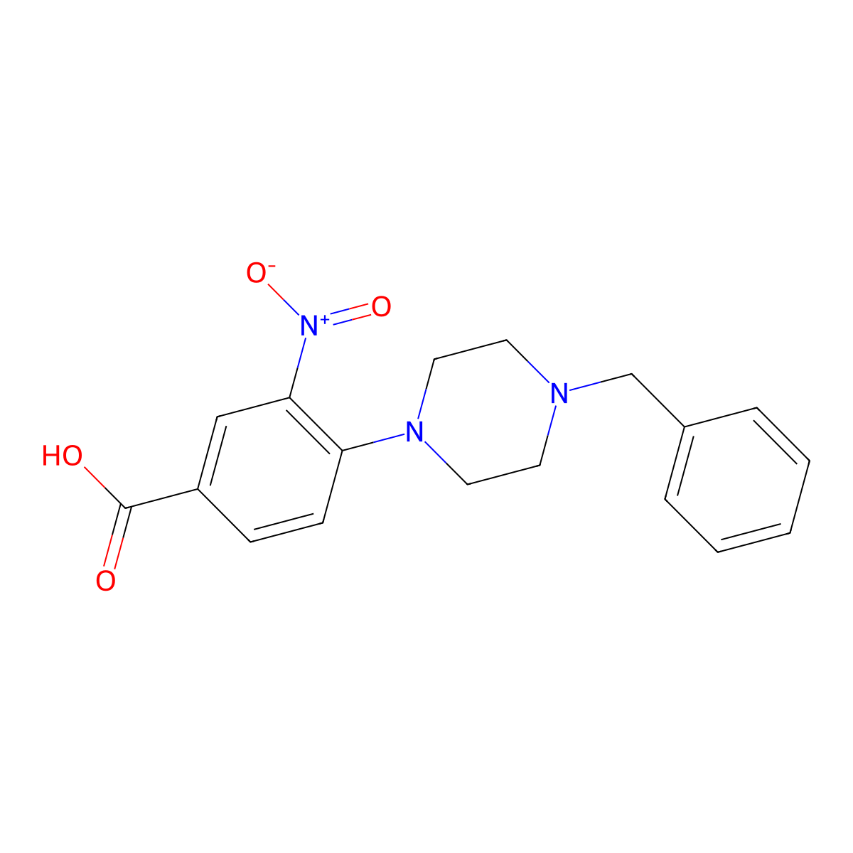 4-(4-Benzyl-1-piperazinyl)-3-nitrobenzoic acid molecular structure, CAS 312921-86-1