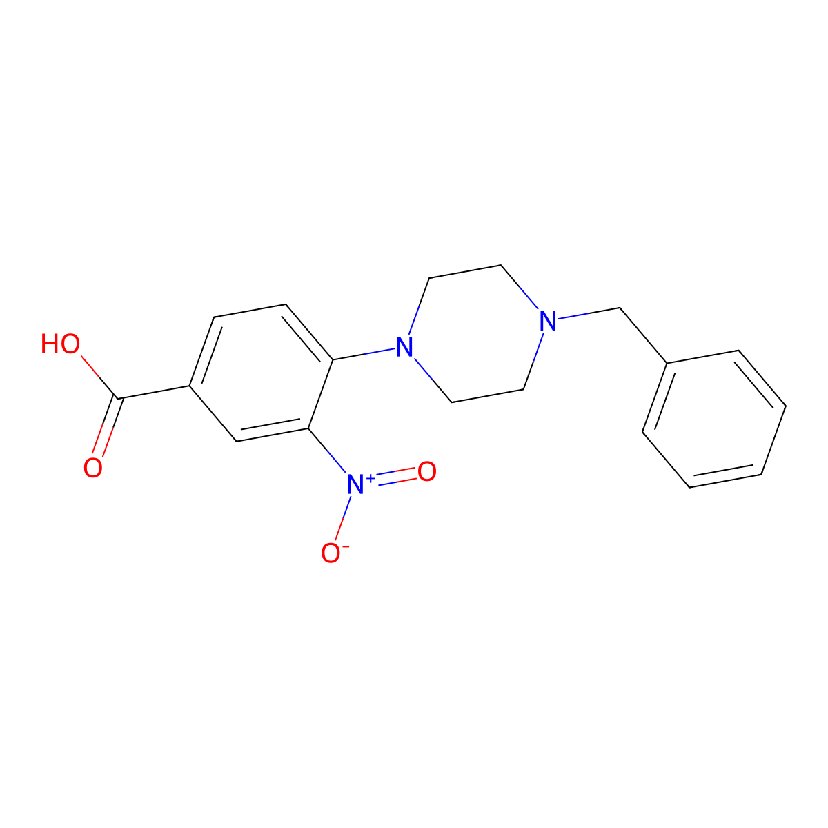 4-(4-Benzyl-1-piperazinyl)-3-nitrobenzoic acid molecular structure, CAS 312921-86-1