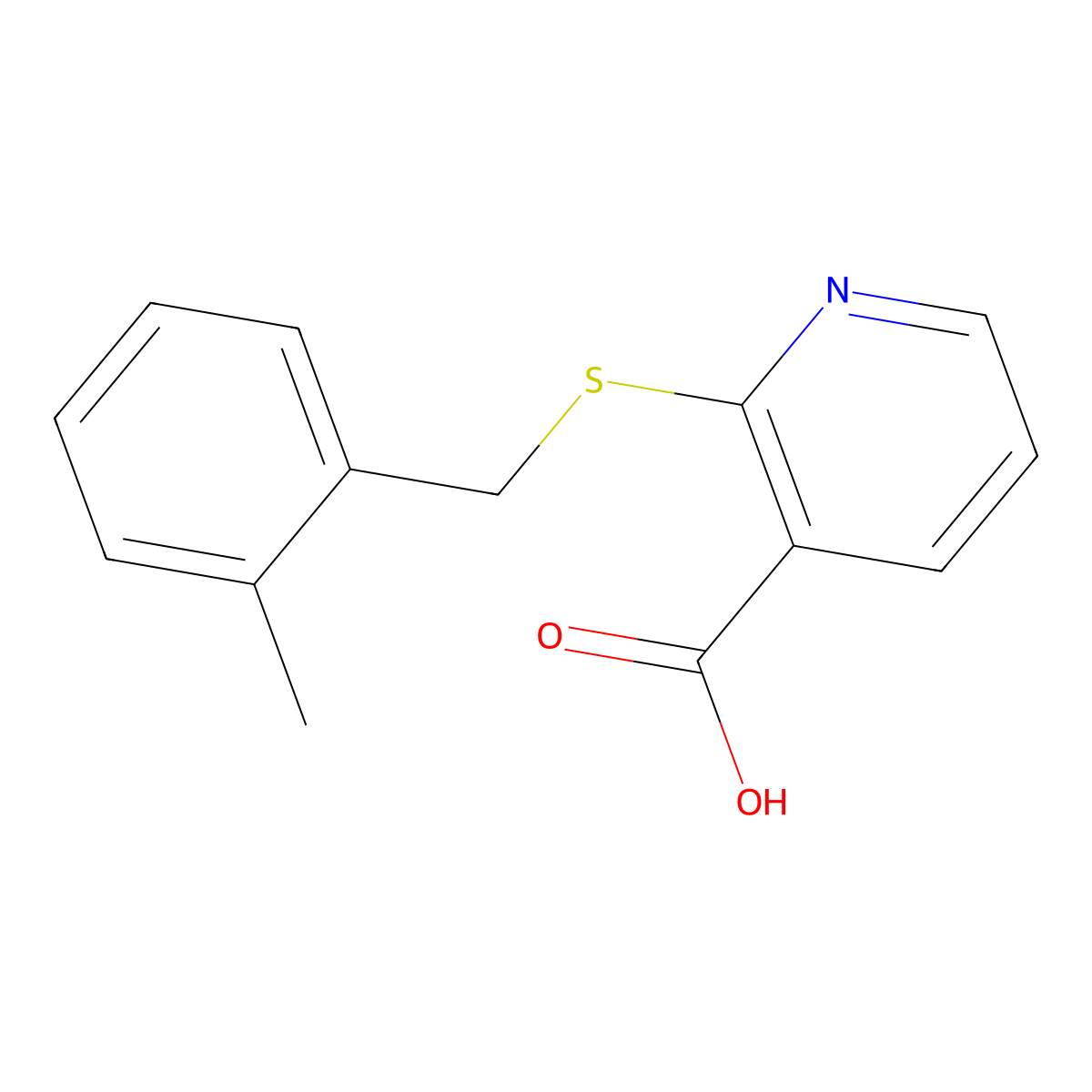 2-[(2-Methylphenyl)methylthio]pyridine-3-carboxylic acid molecular structure, CAS 312921-87-2