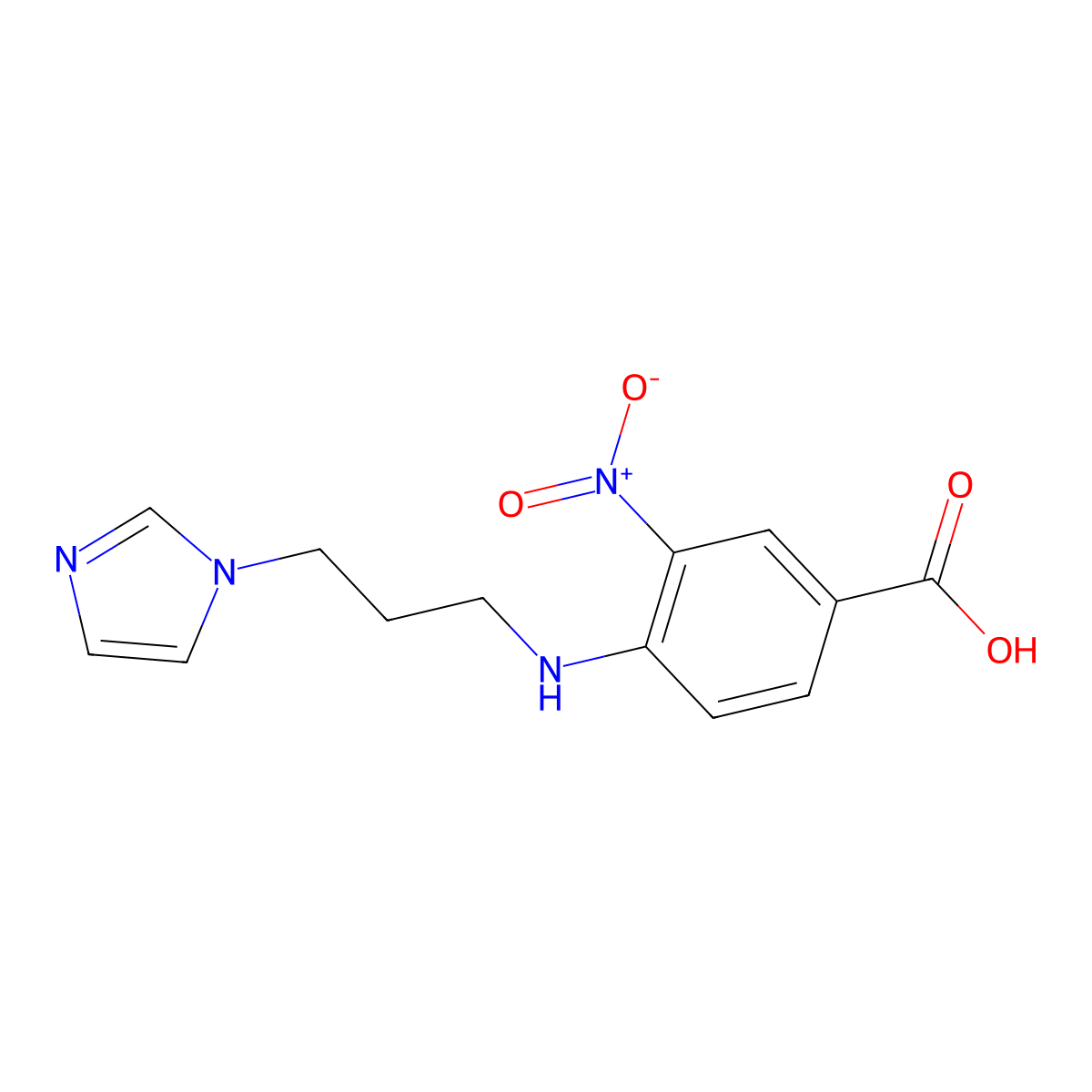 4-{[3-(1H-imidazol-1-yl)propyl]amino}-3-nitrobenzoic acid molecular structure, CAS 312921-89-4
