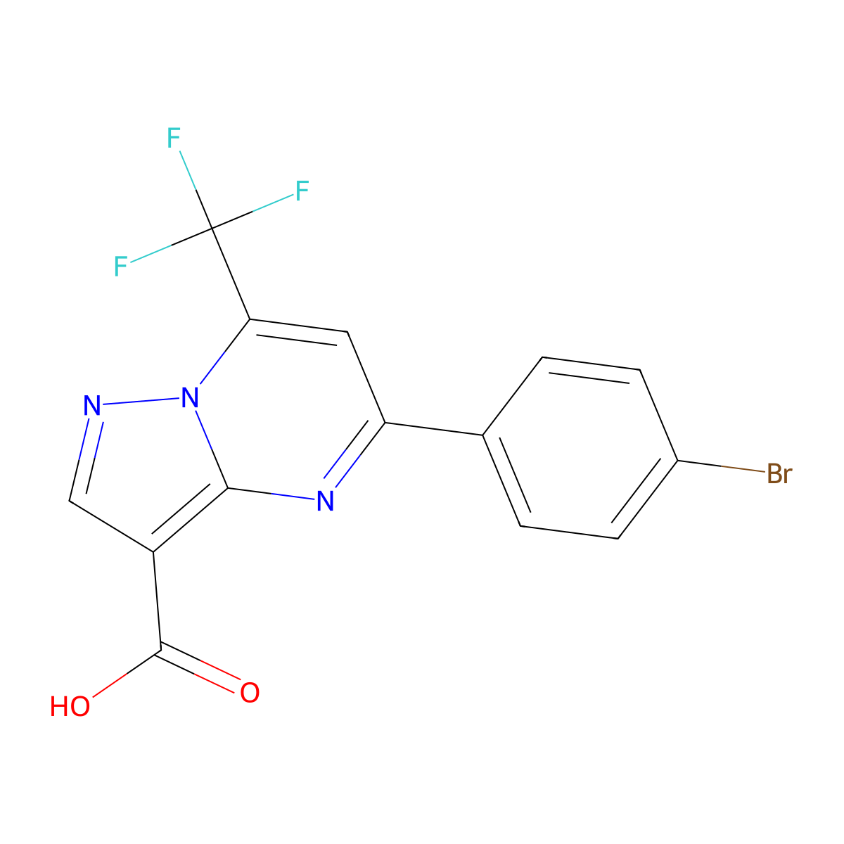 5-(4-Bromophenyl)-7-(trifluoromethyl)pyrazolo(1,5-a)pyrimidine-3-carboxylic acid molecular structure, CAS 312922-08-0