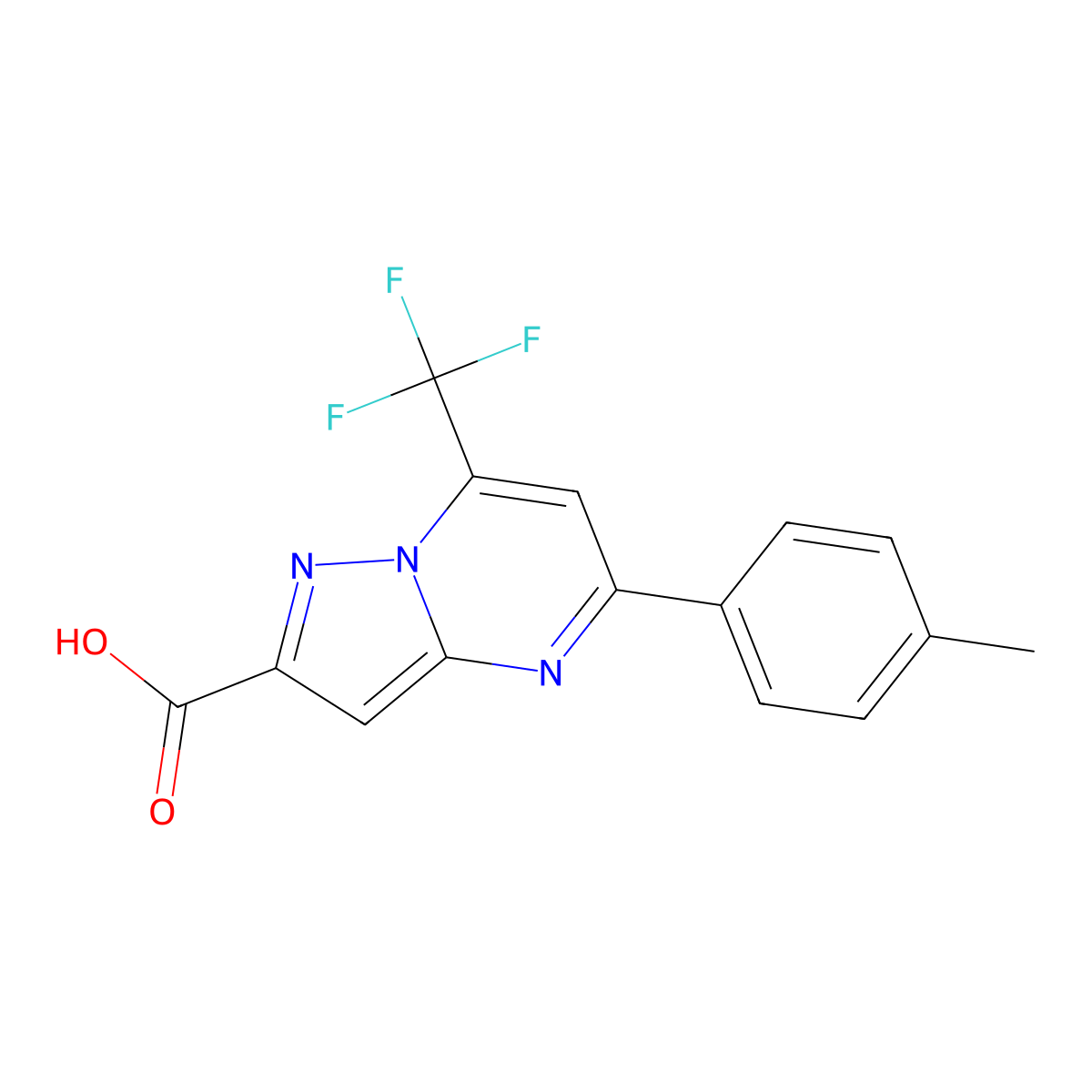5-(4-Methylphenyl)-7-(trifluoromethyl)pyrazolo[1,5-a]pyrimidine-2-carboxylic acid molecular structure, CAS 312922-11-5