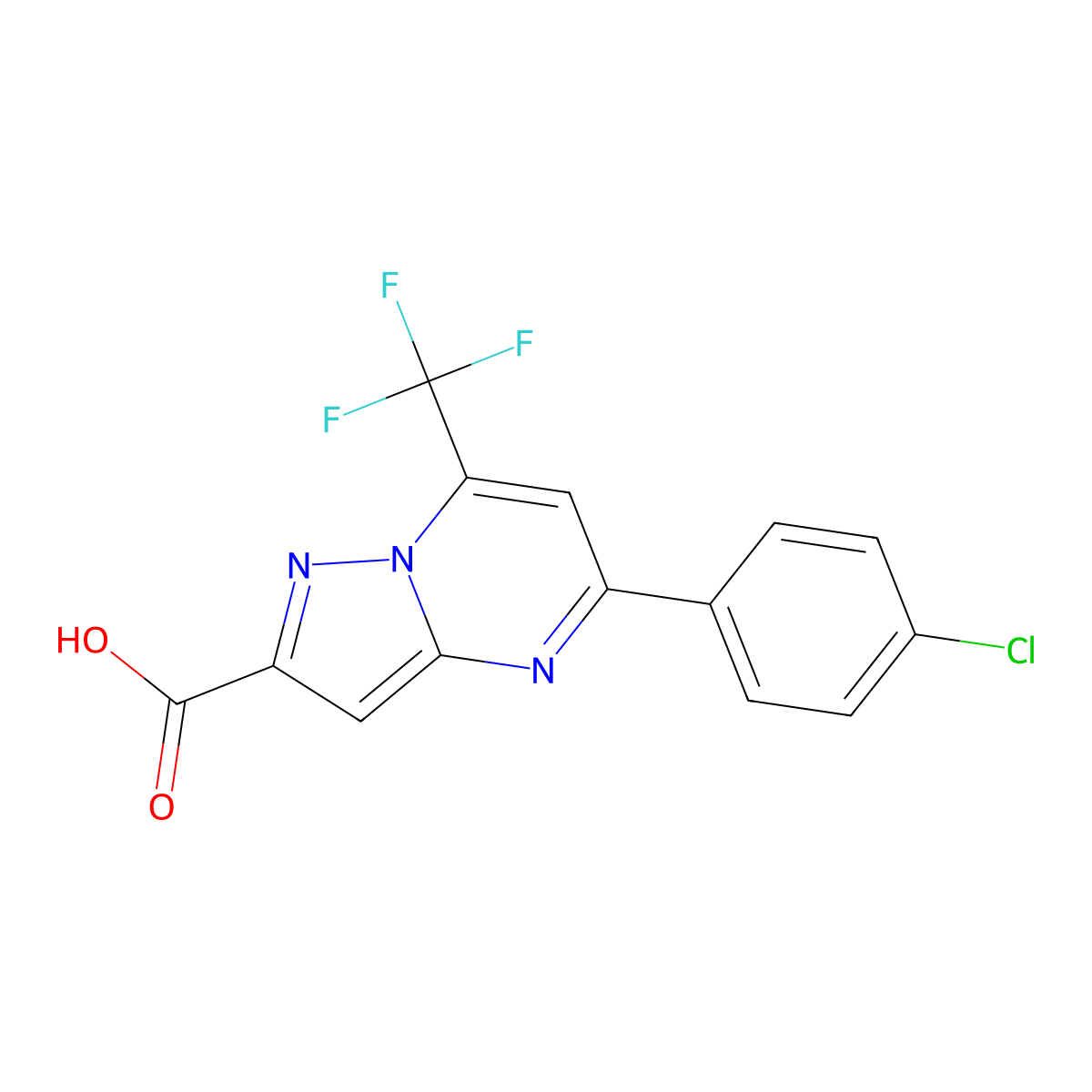 5-(4-Chlorophenyl)-7-(trifluoromethyl)pyrazolo[1,5-a]pyrimidine-2-carboxylic acid molecular structure, CAS 312922-12-6
