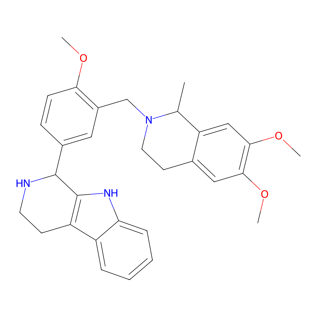 1-{3-[(6,7-dimethoxy-1-methyl-3,4-dihydroisoquinolin-2(1H)-yl)methyl]-4-methoxyphenyl}-2,3,4,9-tetrahydro-1H-beta-carboline molecular structure, CAS 312922-14-8