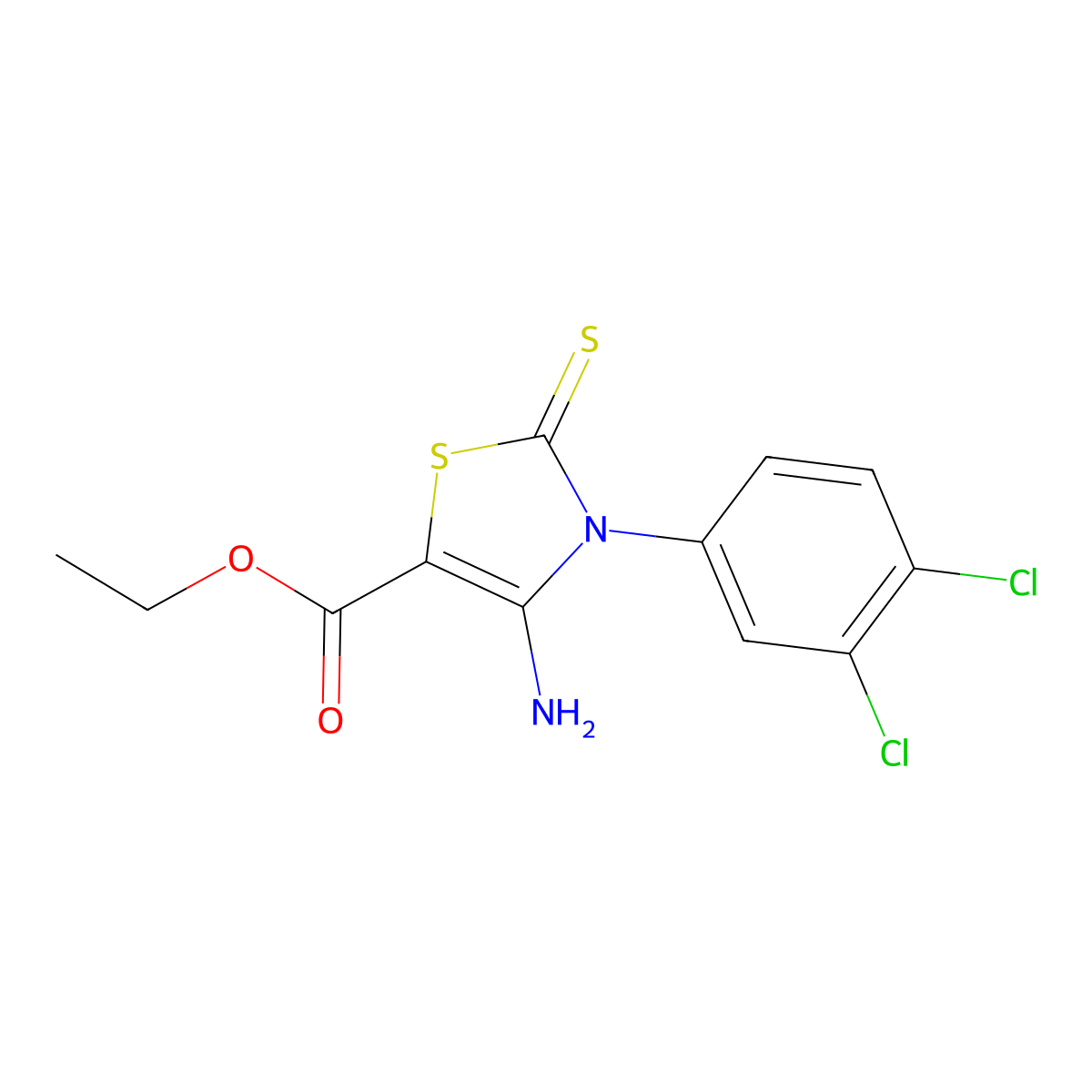 Ethyl 4-amino-3-(3,4-dichlorophenyl)-2-thioxo-2,3-dihydro-1,3-thiazole-5-carboxylate molecular structure, CAS 312922-18-2