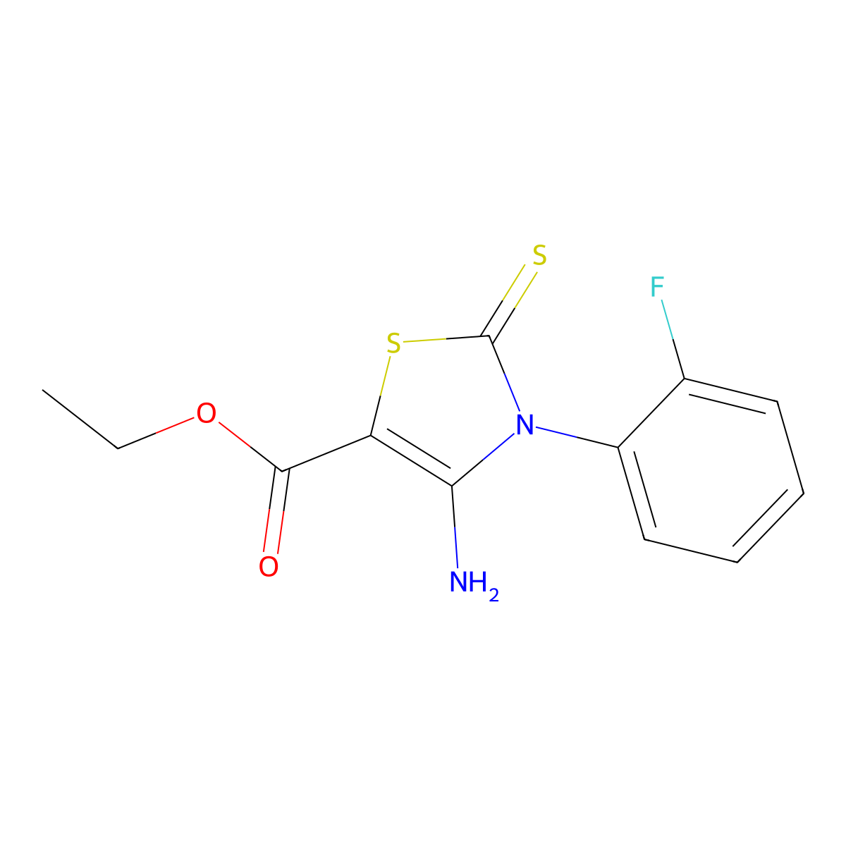 Ethyl 4-amino-3-(2-fluorophenyl)-2-thioxo-2,3-dihydro-1,3-thiazole-5-carboxylate molecular structure, CAS 312922-19-3