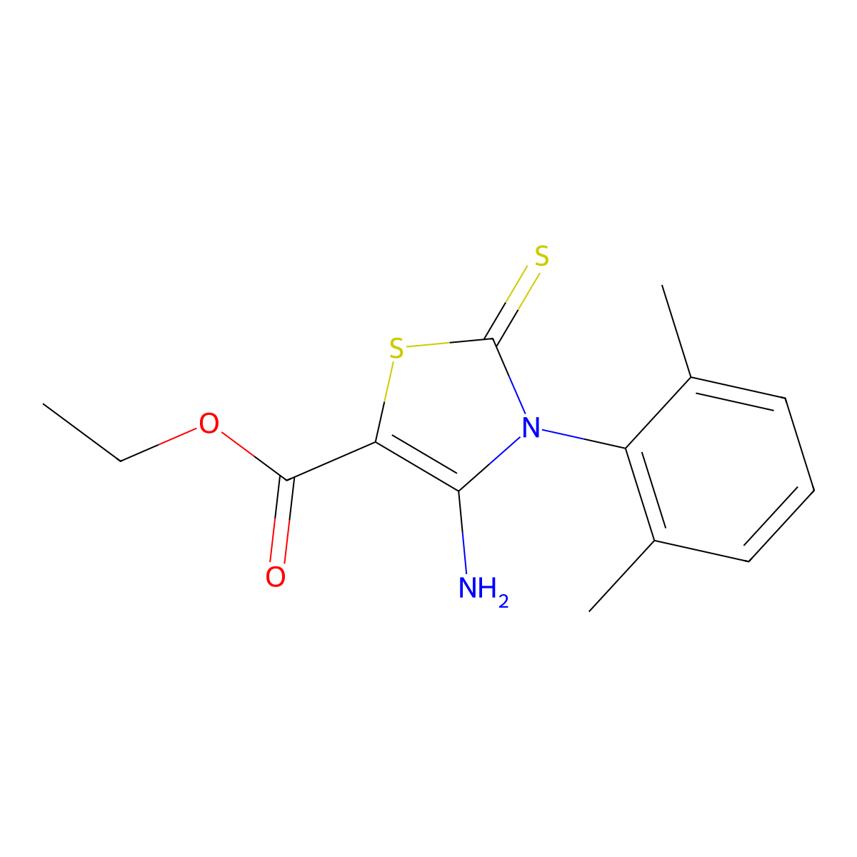 Ethyl 4-amino-3-(2,6-dimethylphenyl)-2-thioxo-2,3-dihydro-1,3-thiazole-5-carboxylate molecular structure, CAS 312922-21-7