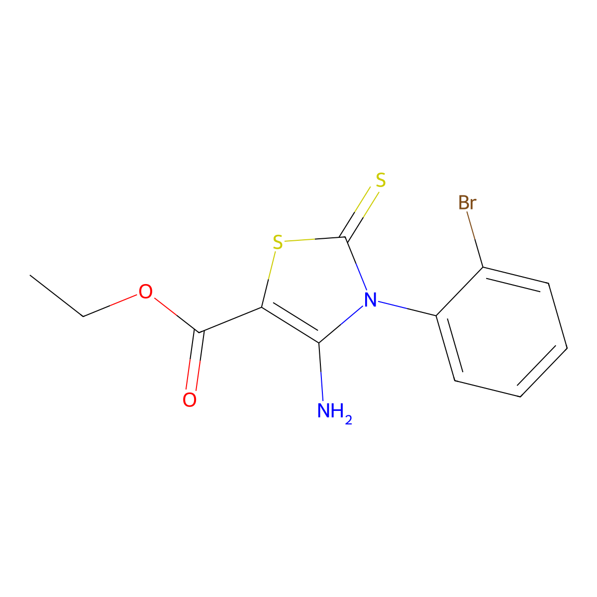 Ethyl 4-amino-3-(2-bromophenyl)-2-thioxo-2,3-dihydro-1,3-thiazole-5-carboxylate molecular structure, CAS 312922-22-8