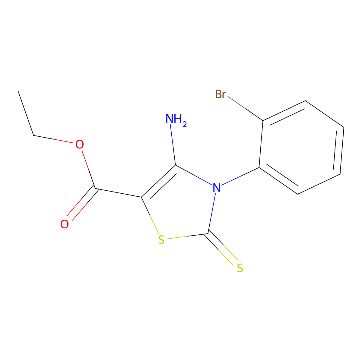 Ethyl 4-amino-3-(2-bromophenyl)-2-thioxo-2,3-dihydro-1,3-thiazole-5-carboxylate molecular structure, CAS 312922-22-8