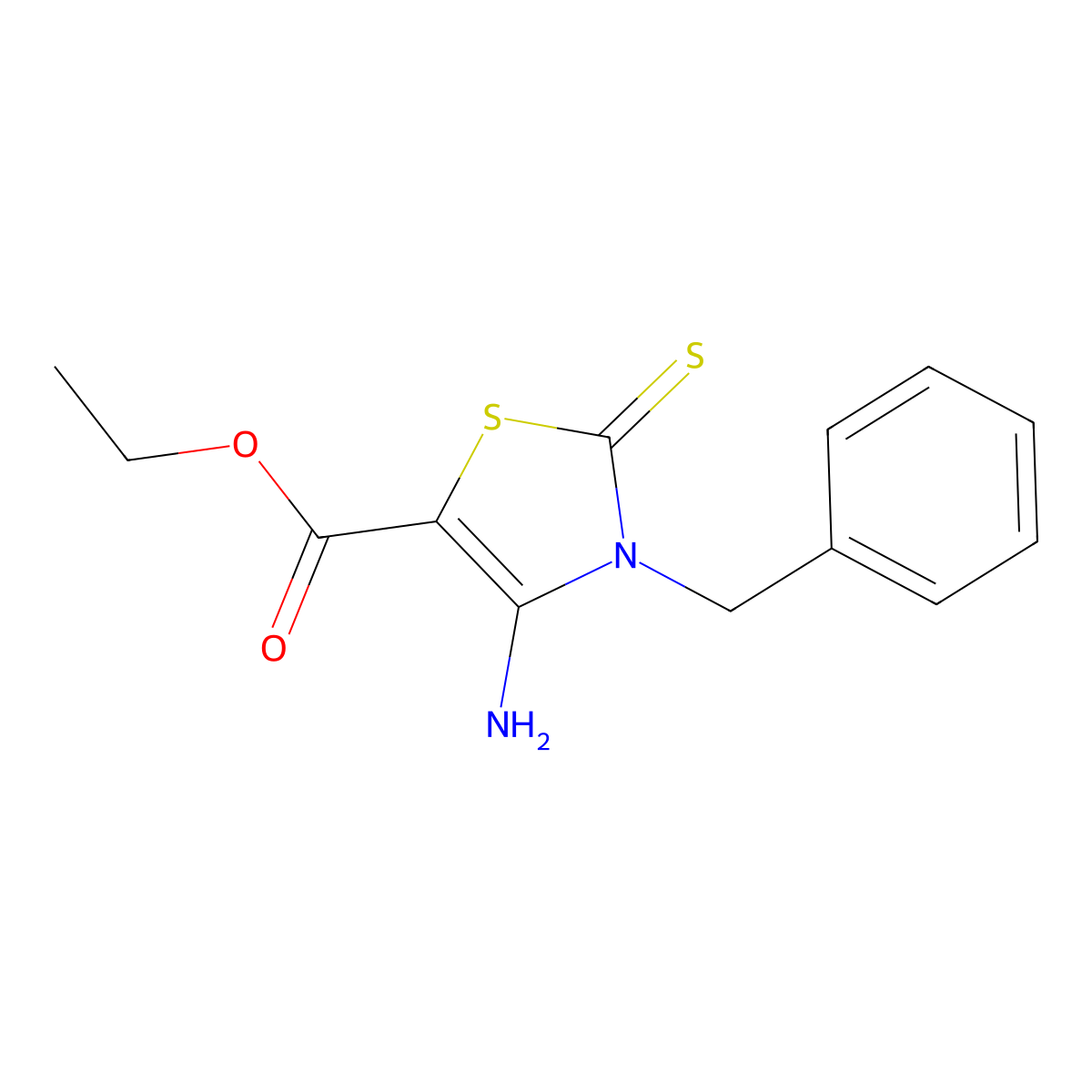 Ethyl 4-amino-2,3-dihydro-3-(phenylmethyl)-2-thioxo-5-thiazolecarboxylate molecular structure, CAS 312922-30-8