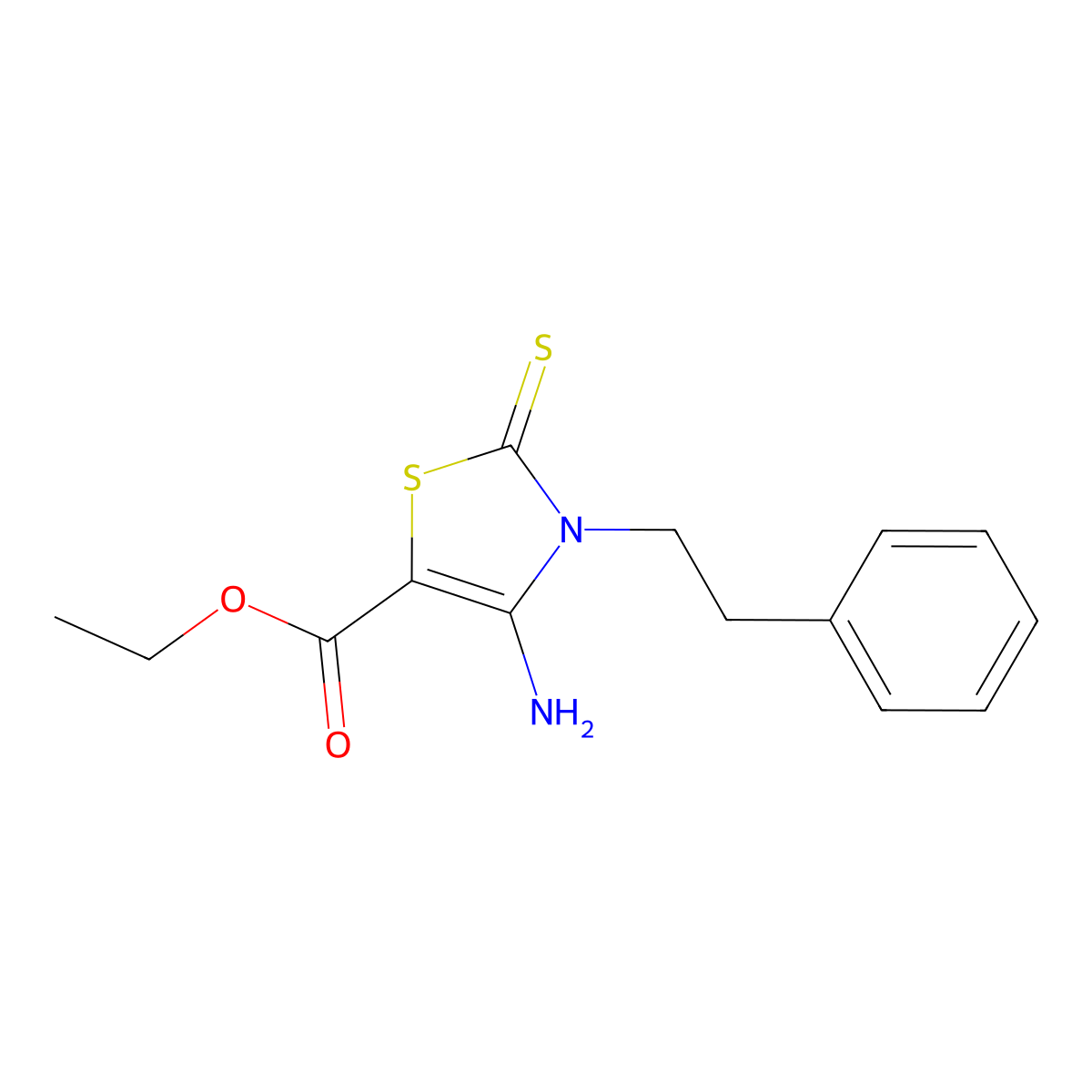 Ethyl 4-amino-3-(2-phenylethyl)-2-thioxo-2,3-dihydro-1,3-thiazole-5-carboxylate molecular structure, CAS 312922-31-9