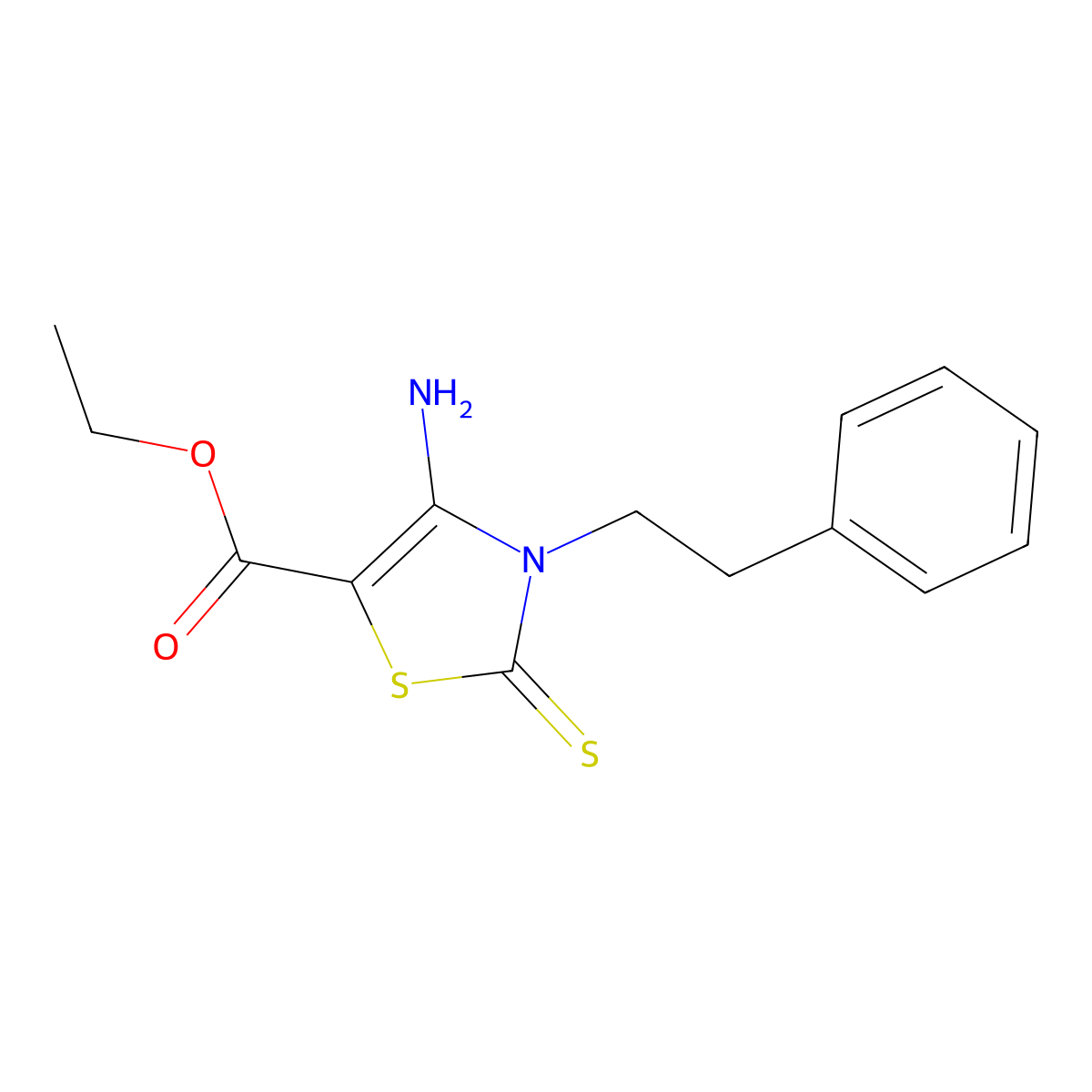 Ethyl 4-amino-3-(2-phenylethyl)-2-thioxo-2,3-dihydro-1,3-thiazole-5-carboxylate molecular structure, CAS 312922-31-9