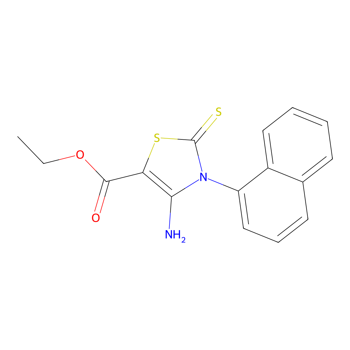 Ethyl 4-amino-3-(1-naphthyl)-2-thioxo-2,3-dihydro-1,3-thiazole-5-carboxylate molecular structure, CAS 312922-33-1