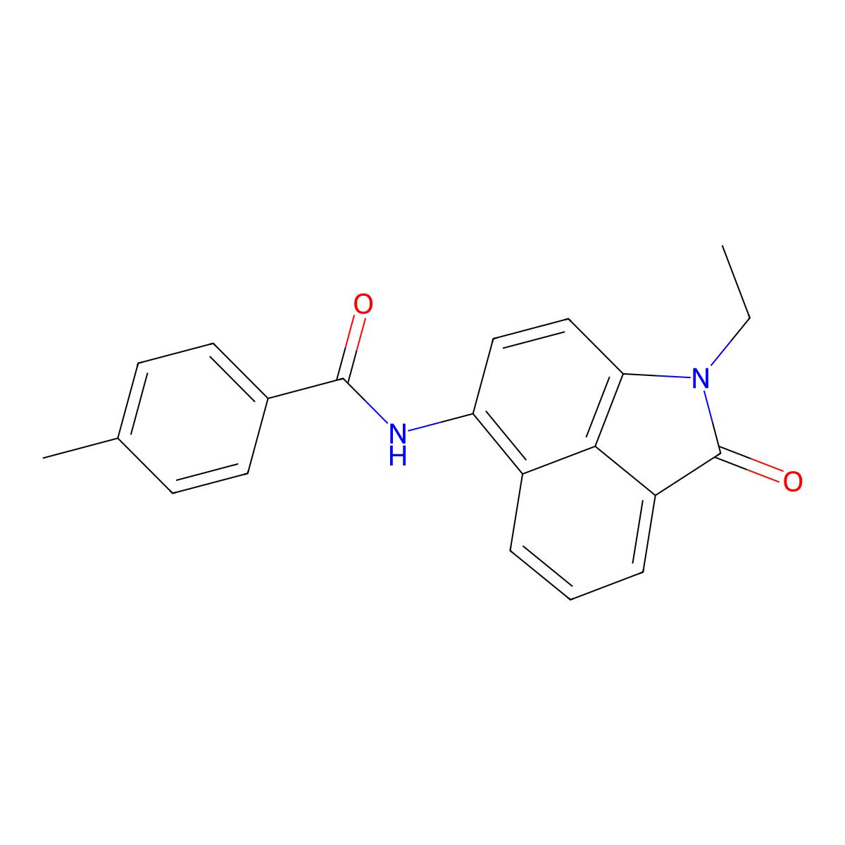 N-(1-ethyl-2-oxo-1,2-dihydrobenzo[cd]indol-6-yl)-4-methylbenzamide molecular structure, CAS 312922-72-8