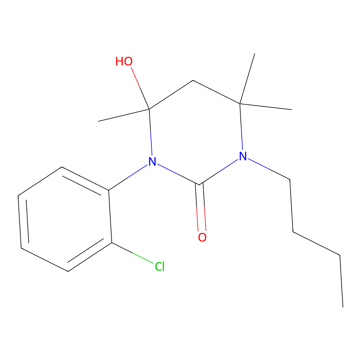 1-Butyl-3-(2-chlorophenyl)-4-hydroxy-4,6,6-trimethyl-1,3-diazinan-2-one molecular structure, CAS 312922-87-5