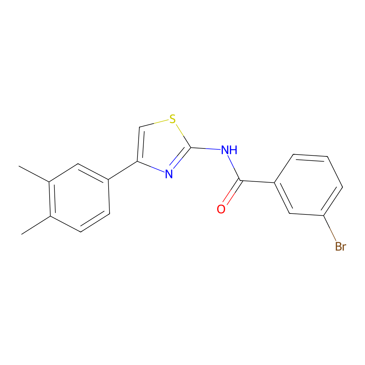 3-bromo-N-[4-(3,4-dimethylphenyl)-1,3-thiazol-2-yl]benzamide molecular structure, CAS 312923-09-4