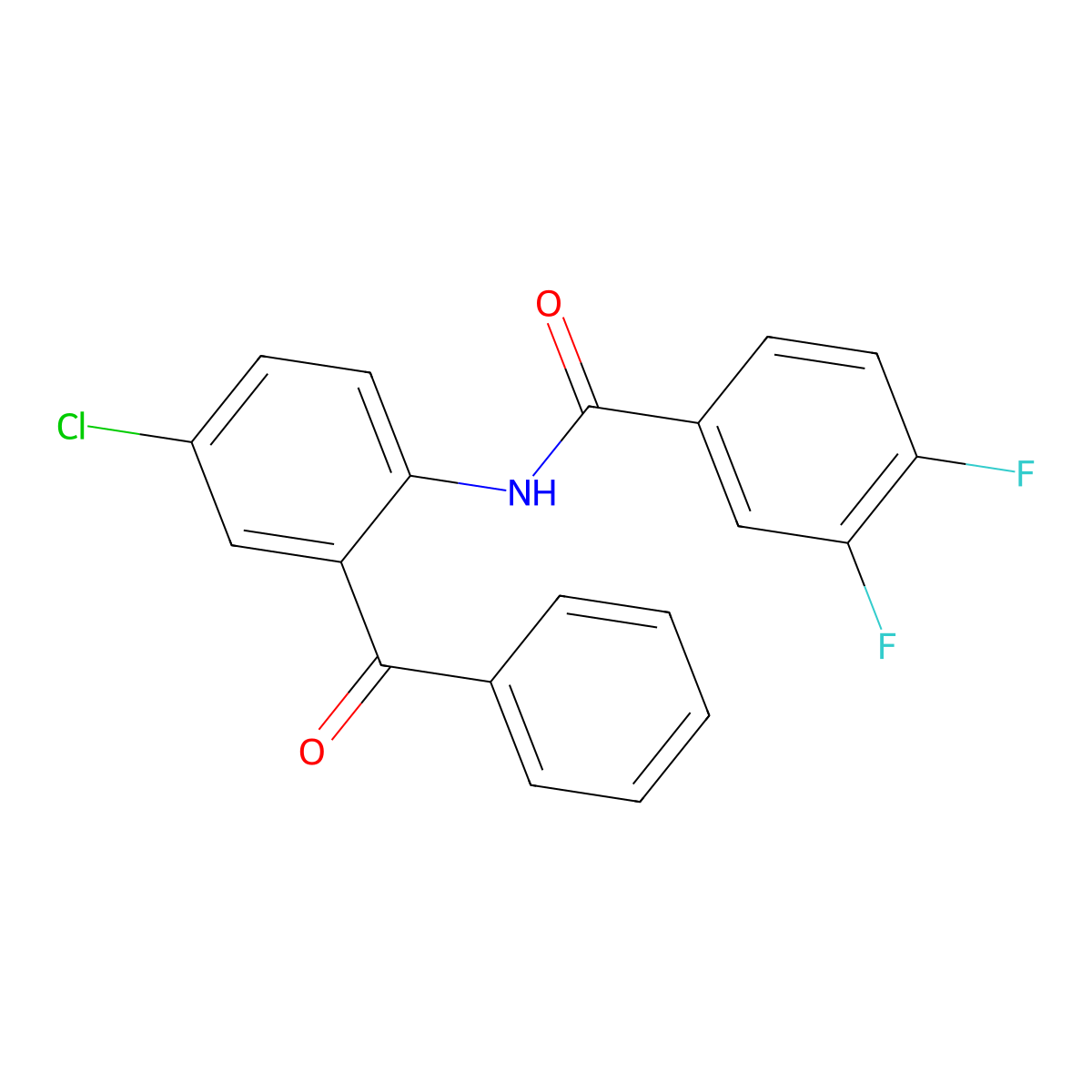 N-(2-benzoyl-4-chlorophenyl)-3,4-difluorobenzamide molecular structure, CAS 312923-12-9