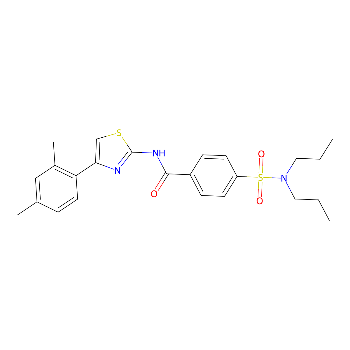 N-[4-(2,4-dimethylphenyl)-1,3-thiazol-2-yl]-4-(dipropylsulfamoyl)benzamide molecular structure, CAS 312923-37-8