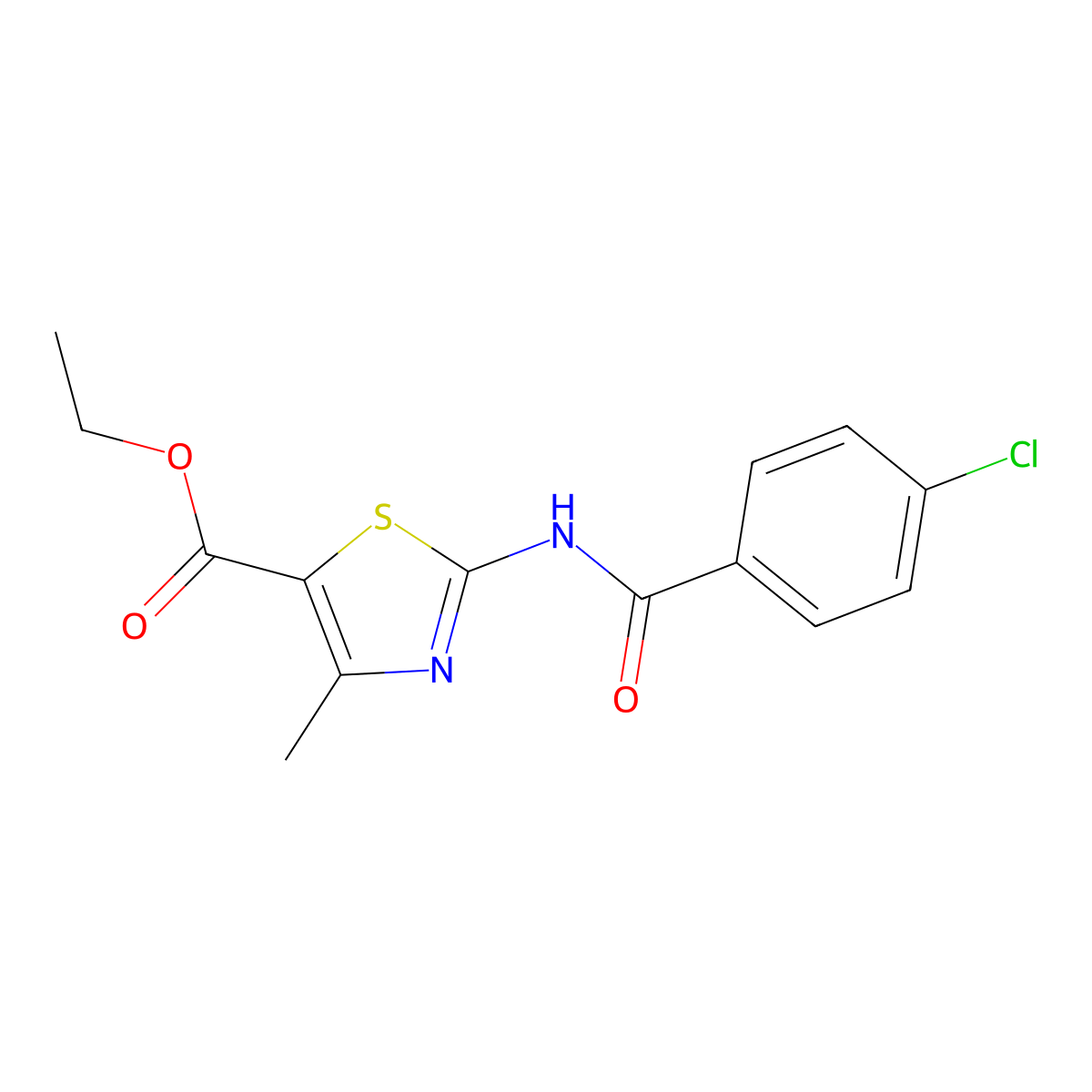 Ethyl 2-(4-chlorobenzamido)-4-methylthiazole-5-carboxylate molecular structure, CAS 312923-70-9