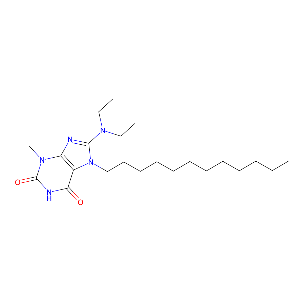 8-(diethylamino)-7-dodecyl-3-methyl-1H-purine-2,6(3H,7H)-dione molecular structure, CAS 312924-15-5