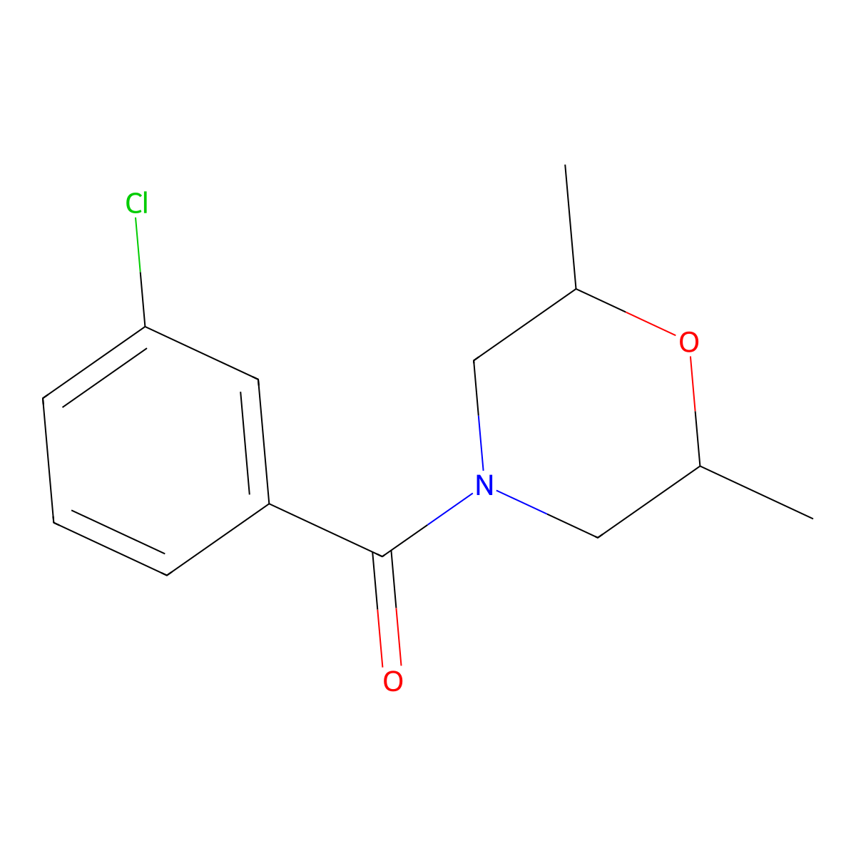 4-(3-Chlorobenzoyl)-2,6-dimethylmorpholine molecular structure, CAS 312924-63-3