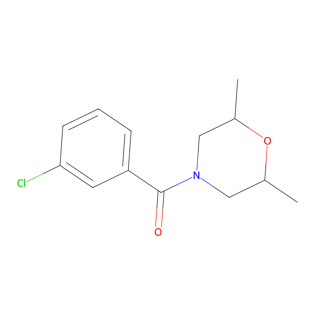 4-(3-Chlorobenzoyl)-2,6-dimethylmorpholine molecular structure, CAS 312924-63-3