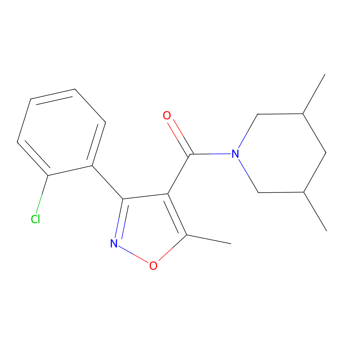 [3-(2-Chlorophenyl)-5-methyl-1,2-oxazol-4-yl]-(3,5-dimethylpiperidin-1-yl)methanone molecular structure, CAS 312924-74-6