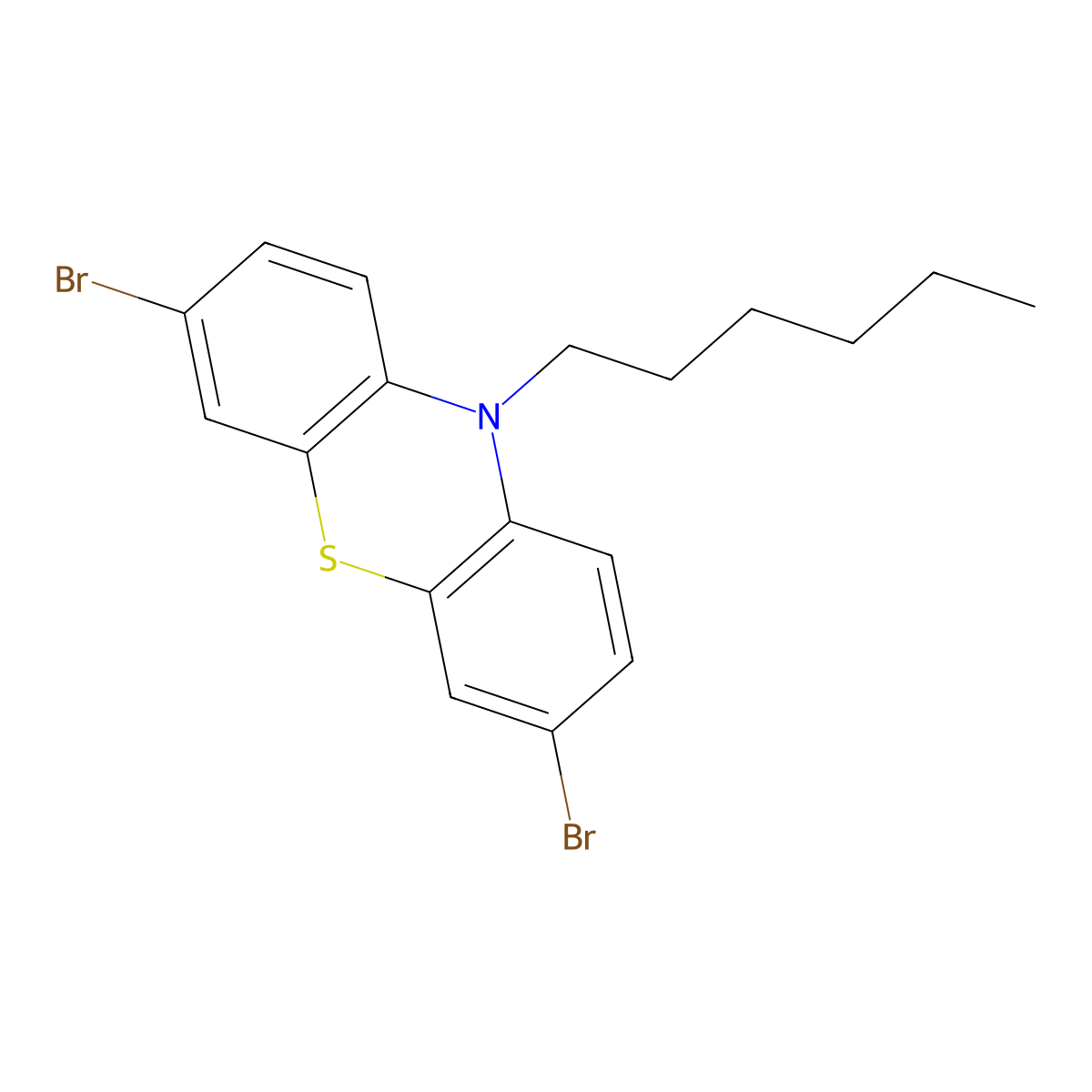 3,7-Dibromo-10-hexylphenothiazine molecular structure, CAS 312924-93-9