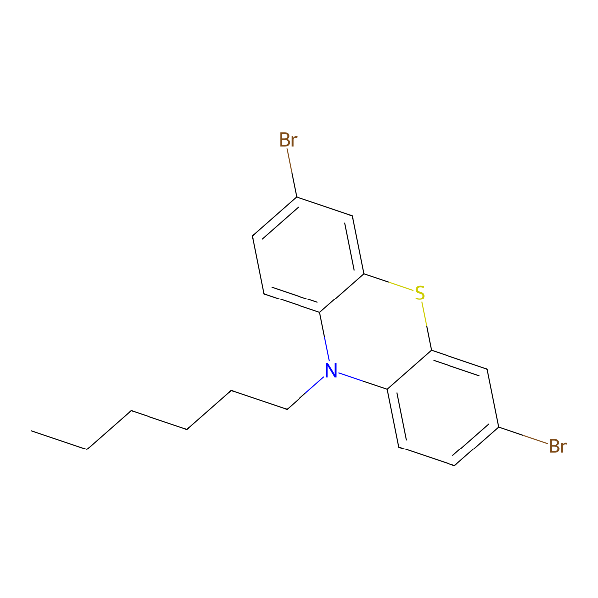3,7-Dibromo-10-hexylphenothiazine molecular structure, CAS 312924-93-9