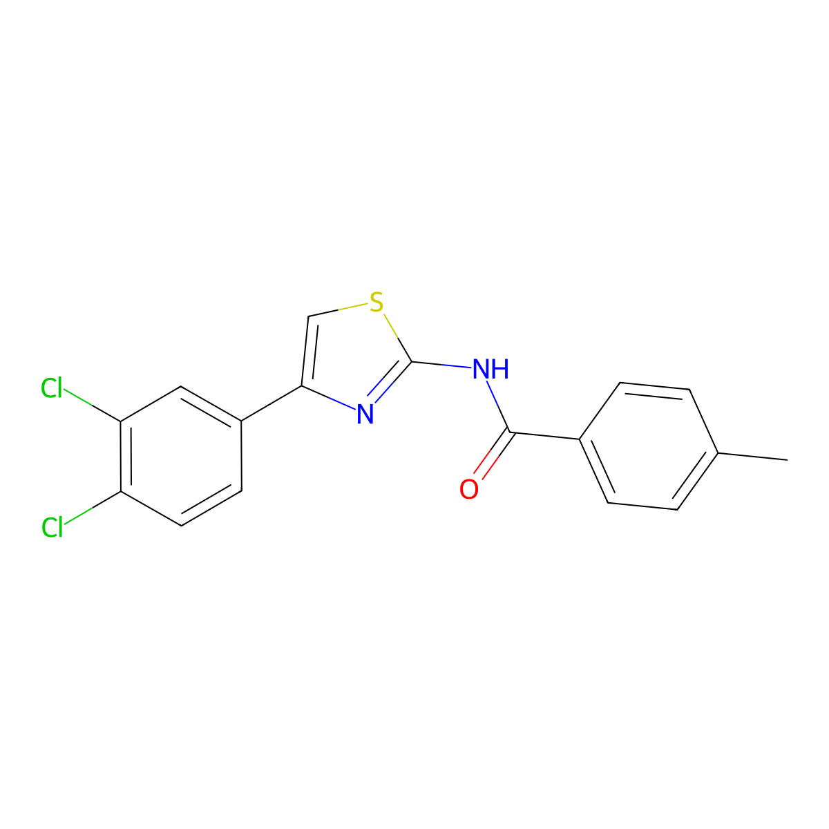 N-[4-(3,4-dichlorophenyl)-1,3-thiazol-2-yl]-4-methylbenzamide molecular structure, CAS 312925-39-6