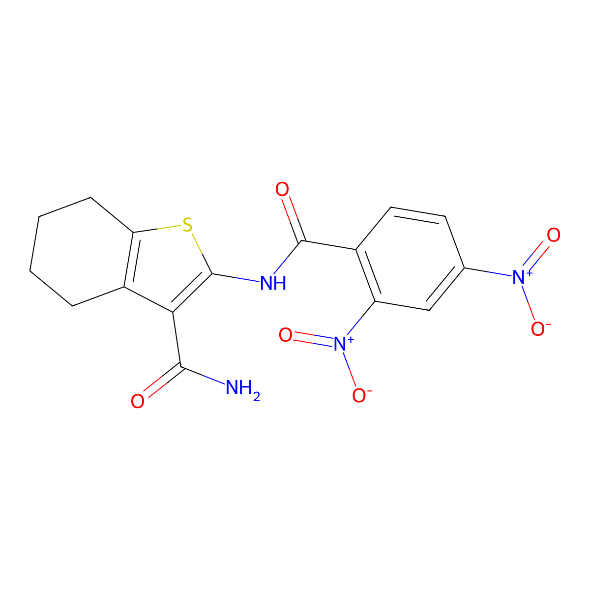 2-(2,4-Dinitrobenzamido)-4,5,6,7-tetrahydrobenzo[b]thiophene-3-carboxamide molecular structure, CAS 312925-58-9