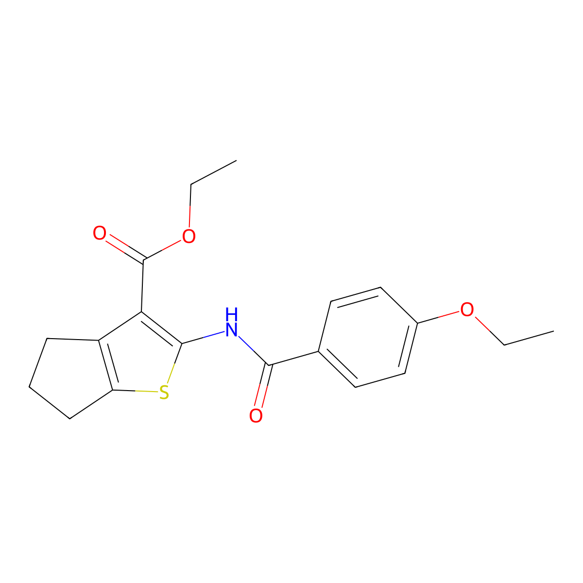 ethyl 2-(4-ethoxybenzamido)-5,6-dihydro-4H-cyclopenta[b]thiophene-3-carboxylate molecular structure, CAS 312925-60-3